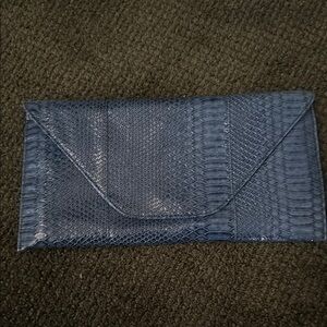 Blue Snakeskin Clutch